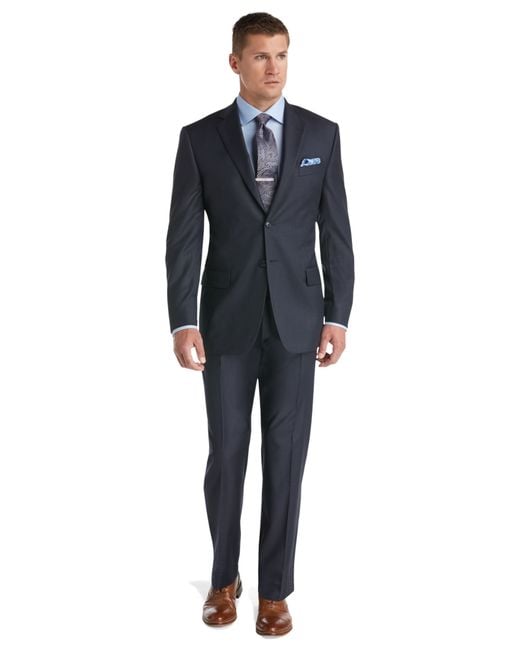Shop by category BLUE SUIT STYLING. The new blue suits offer a variety of shades, patterns and fits. A blue suit is one of the most versatile options in a man’s wardrobe. Today, the classic navy suit has been joined in our collections by royal blue suits, light blue suits and those sporting tonal stripes and patterns—from herringbone to sharkskin.